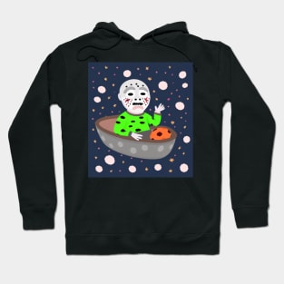 AI generated old man in boat floating in space Hoodie